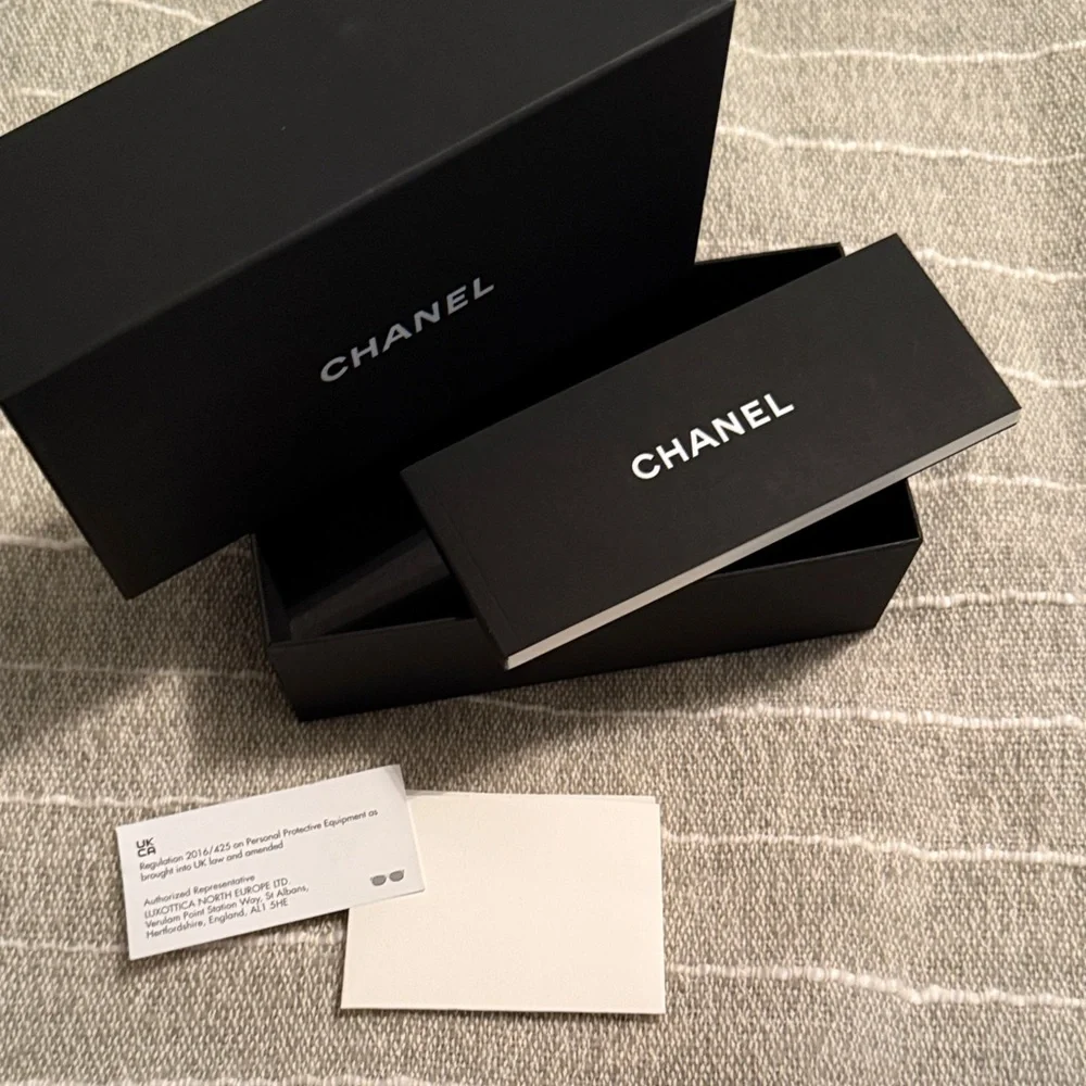 CHANEL Sunglasses  Black Gift Box with instructions and white envelope